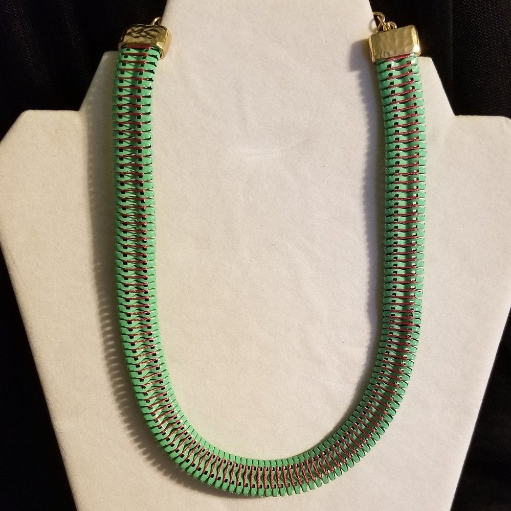 Painted Metal Chain Collar Necklace